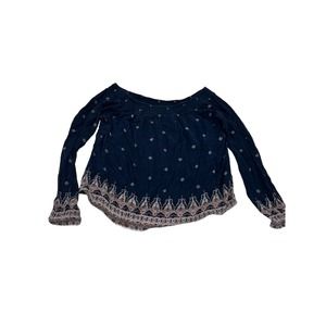 Cape Juby Navy Long Sleeve Blouse